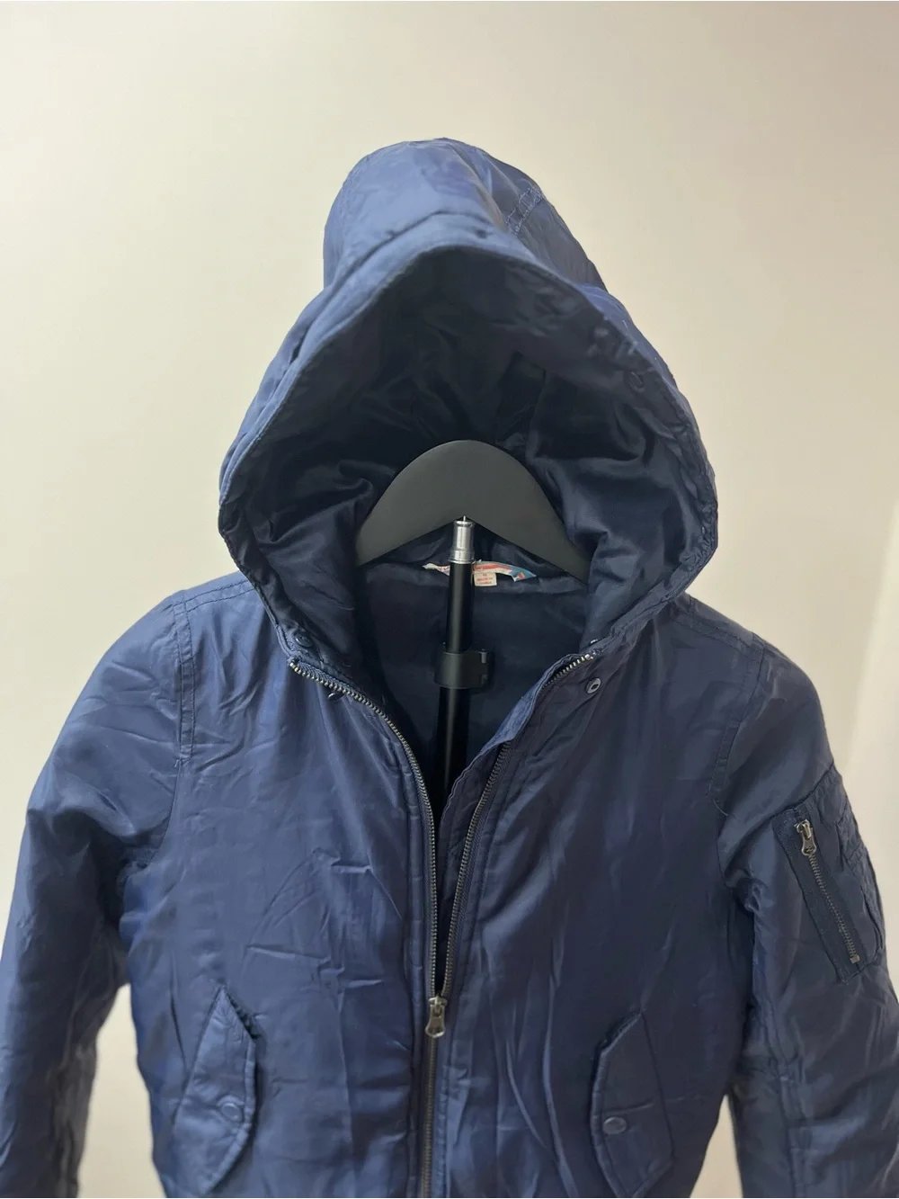 Vintage Havana Navy Hooded Puffer Jacket for Kids